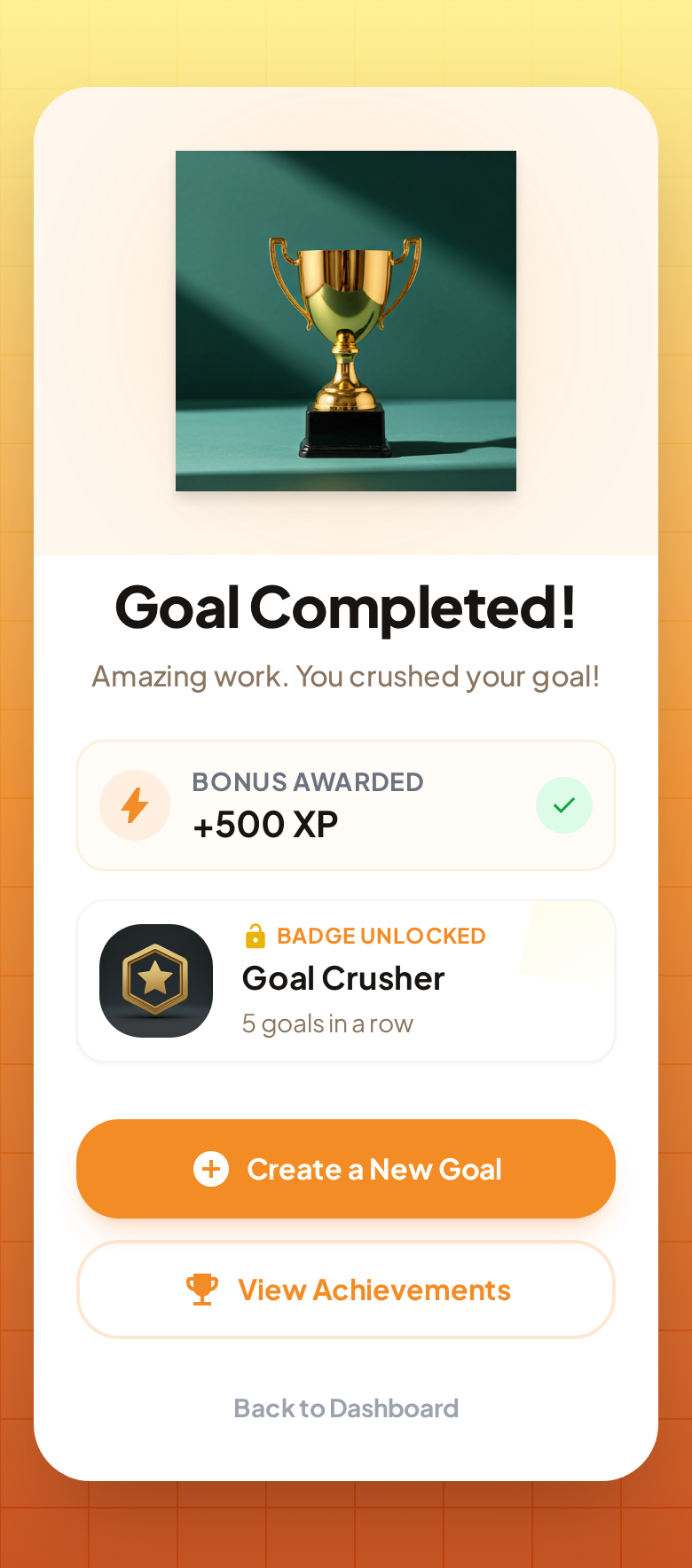 Completed Goals App Screenshot